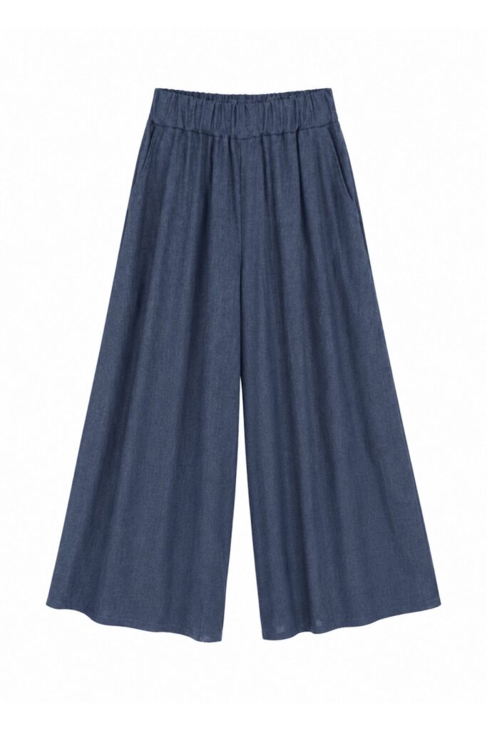 PANTALONI CULOTTE CON ELASTICO IN VITA - Blue, M 