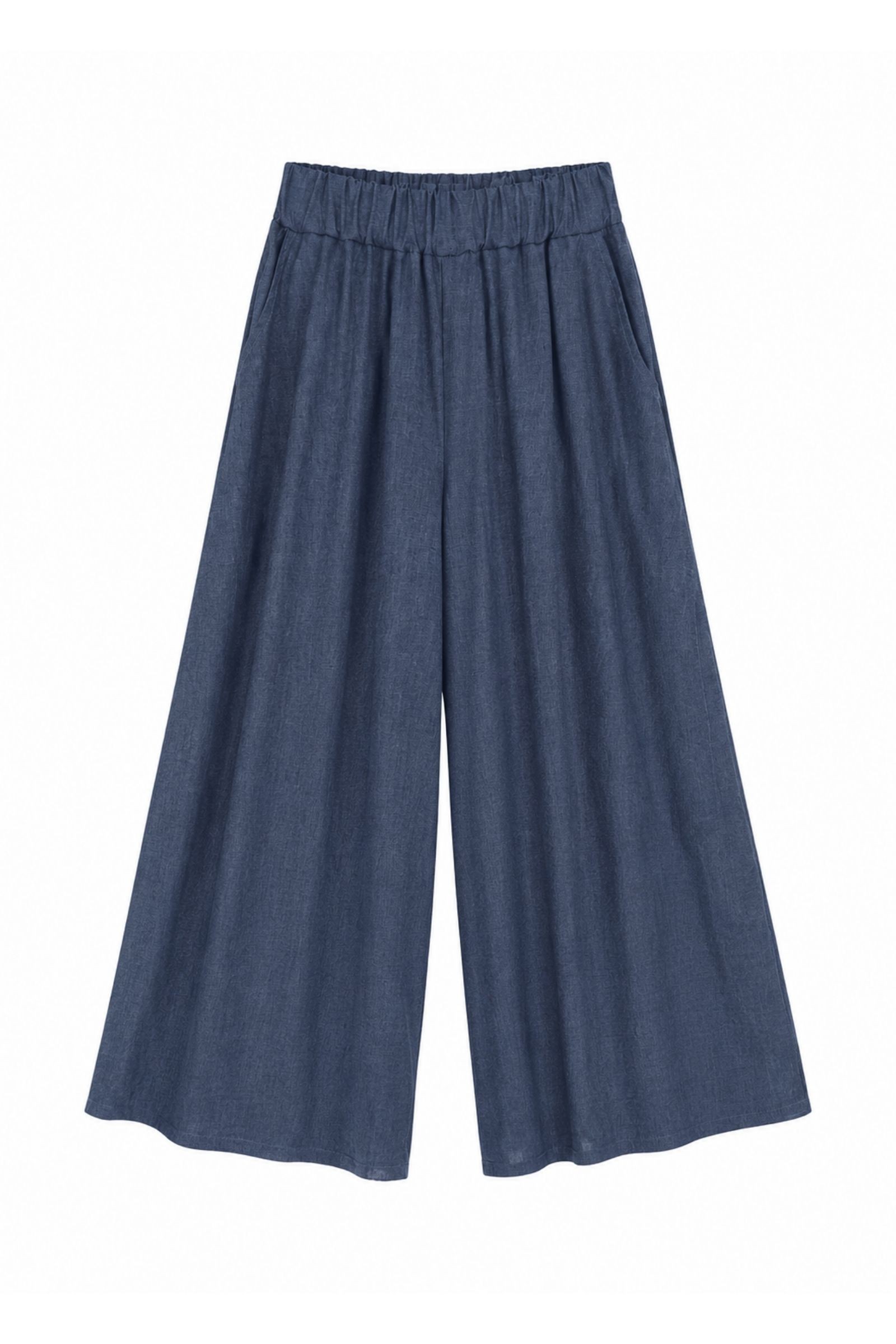 19 PANTALONI CULOTTE CON ELASTICO IN VITA - Blu, S