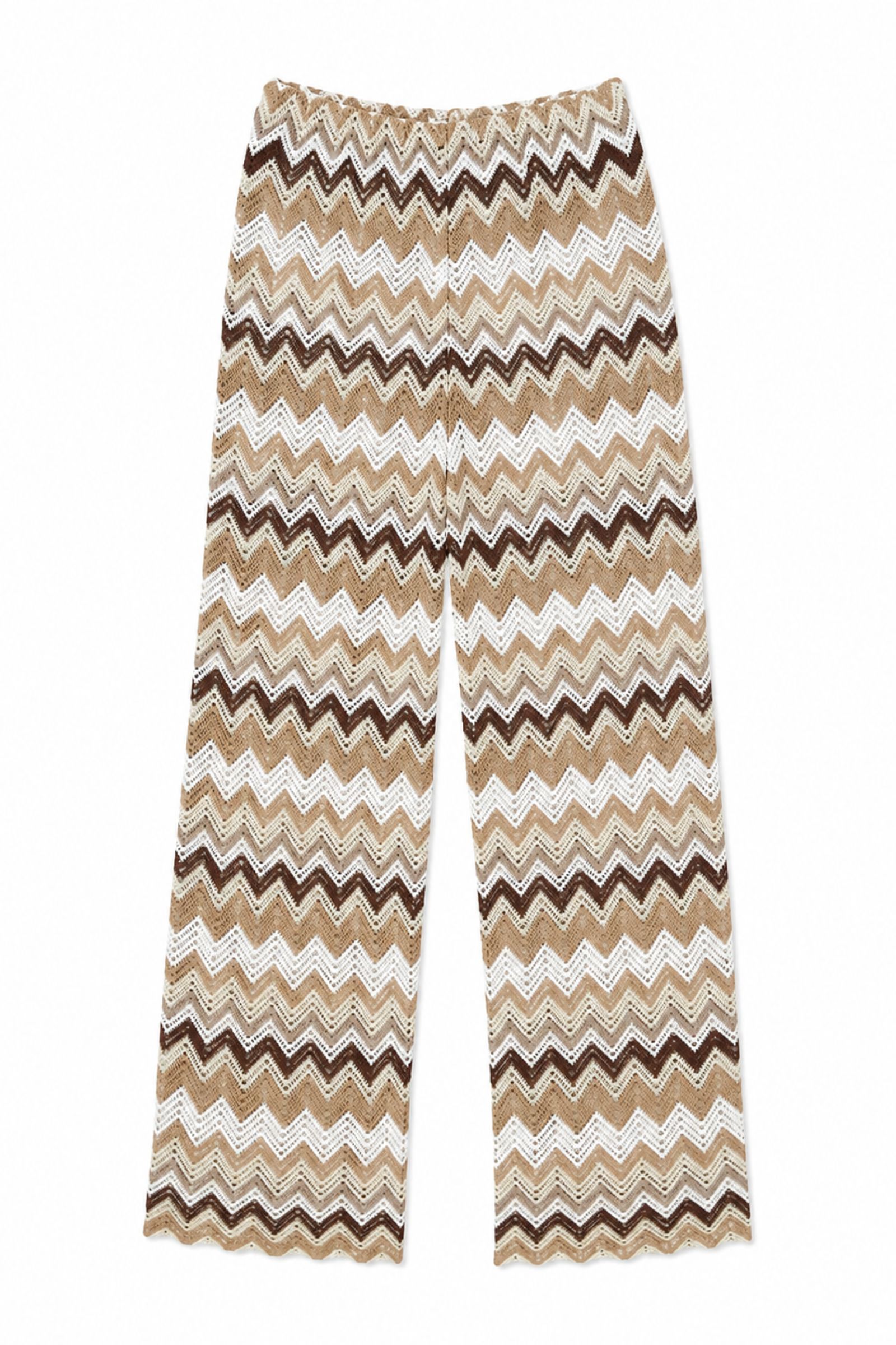 27 PANTALONE IN MAGLIA TRAFORATA FANTASIA - Cammello, S