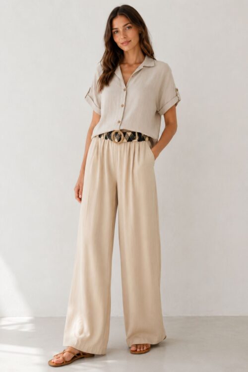 PANTALONI IN VISCOSA CON CINTURA