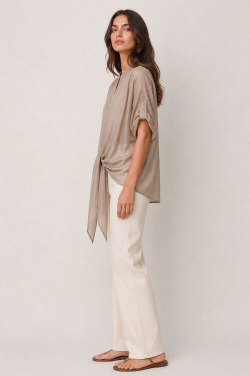 Alternative view of CAMICIA CON NODO FRONTALE E MANICHE REGOLABILI