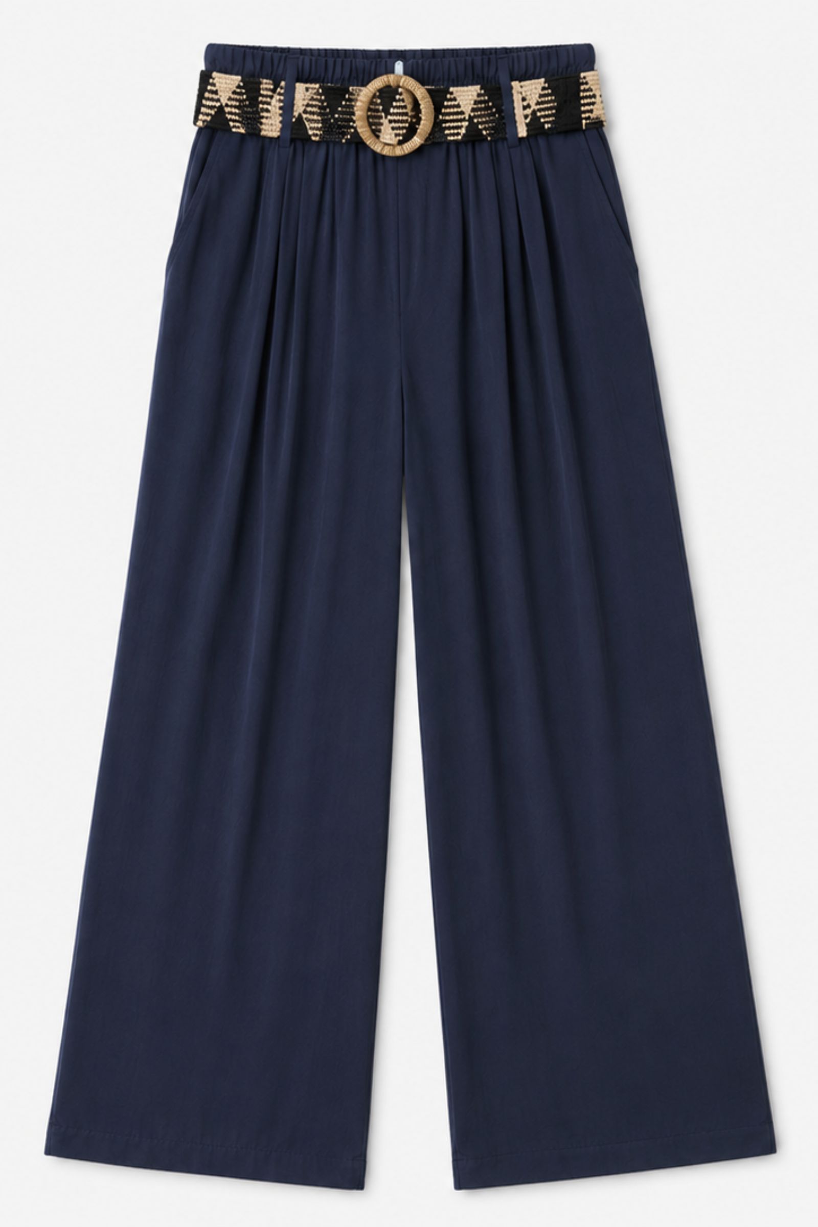 337 PANTALONI IN VISCOSA CON CINTURA - Blu, TU