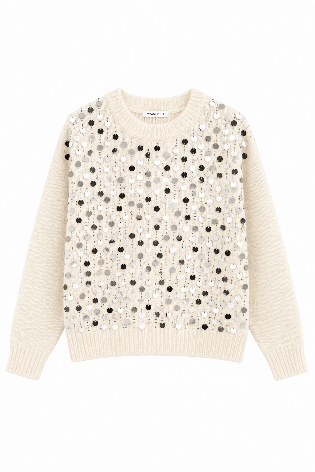 3c98add2-0a03-439f-8558-3785b8339b23 MAGLIONE CON PAILLETTES - Panna, TU