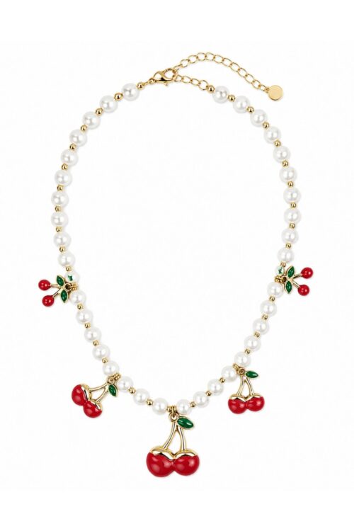 Alternative view of COLLANA CON PERLE E CHARMS CILIEGIA