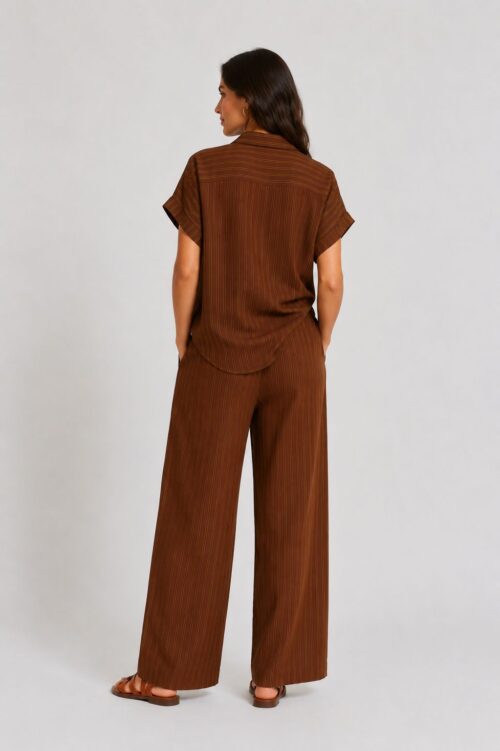 Alternative view of PANTALONI A RIGHE DRITTI CON ELASTICO IN VITA