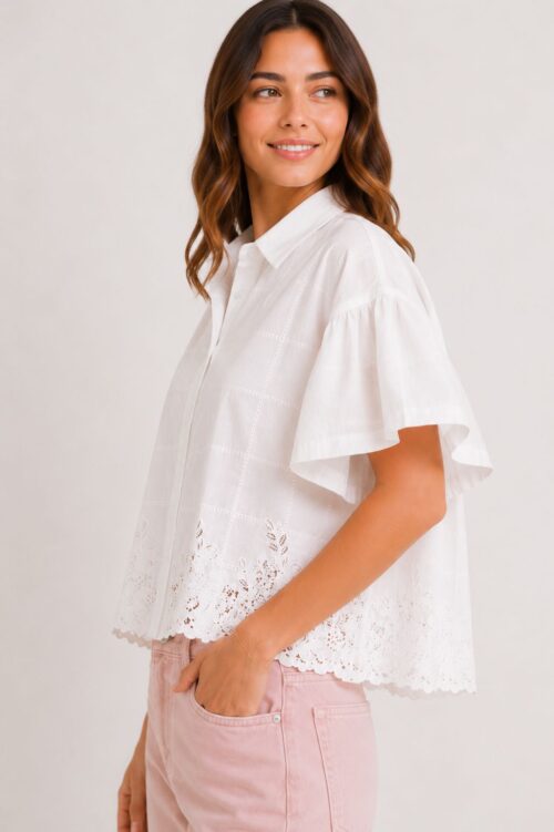 Alternative view of CAMICIA CON MANICHE A SBUFFO E RICAMI