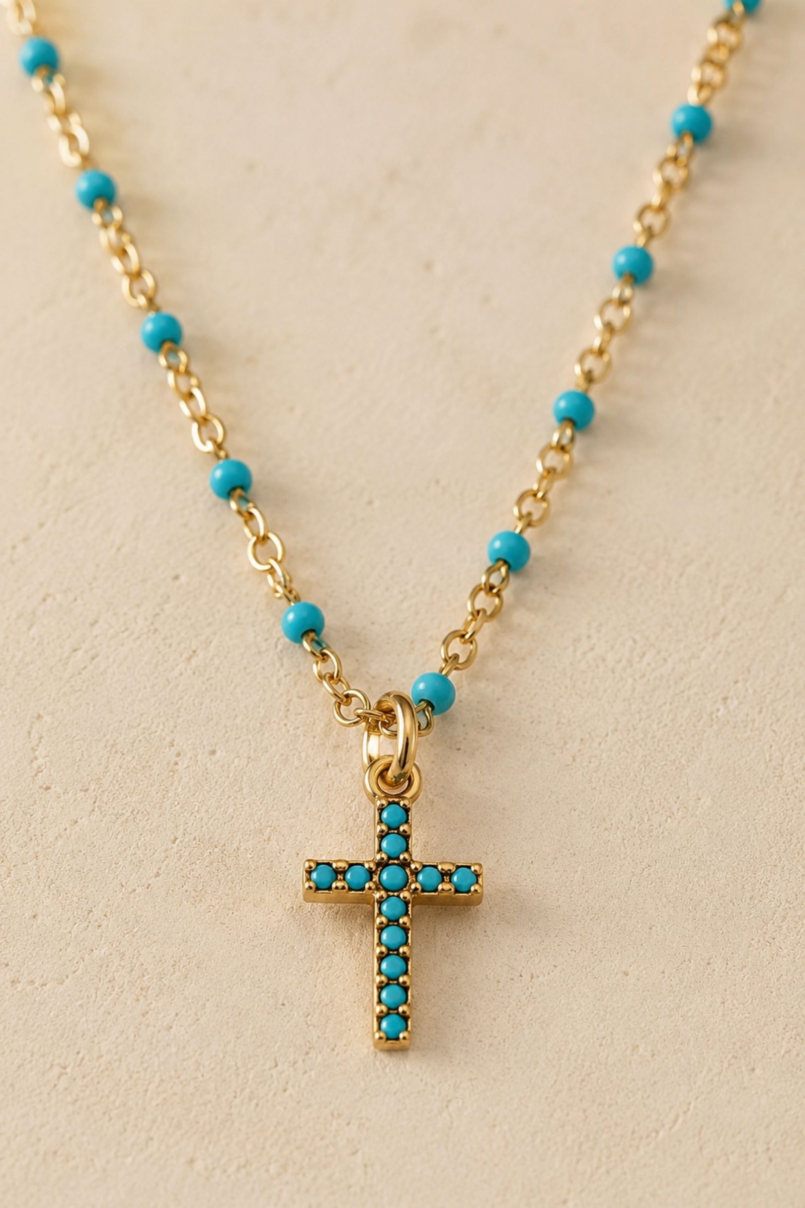 COLLANA CON CROCE E DETTAGLI COLORATI - immagine 2
