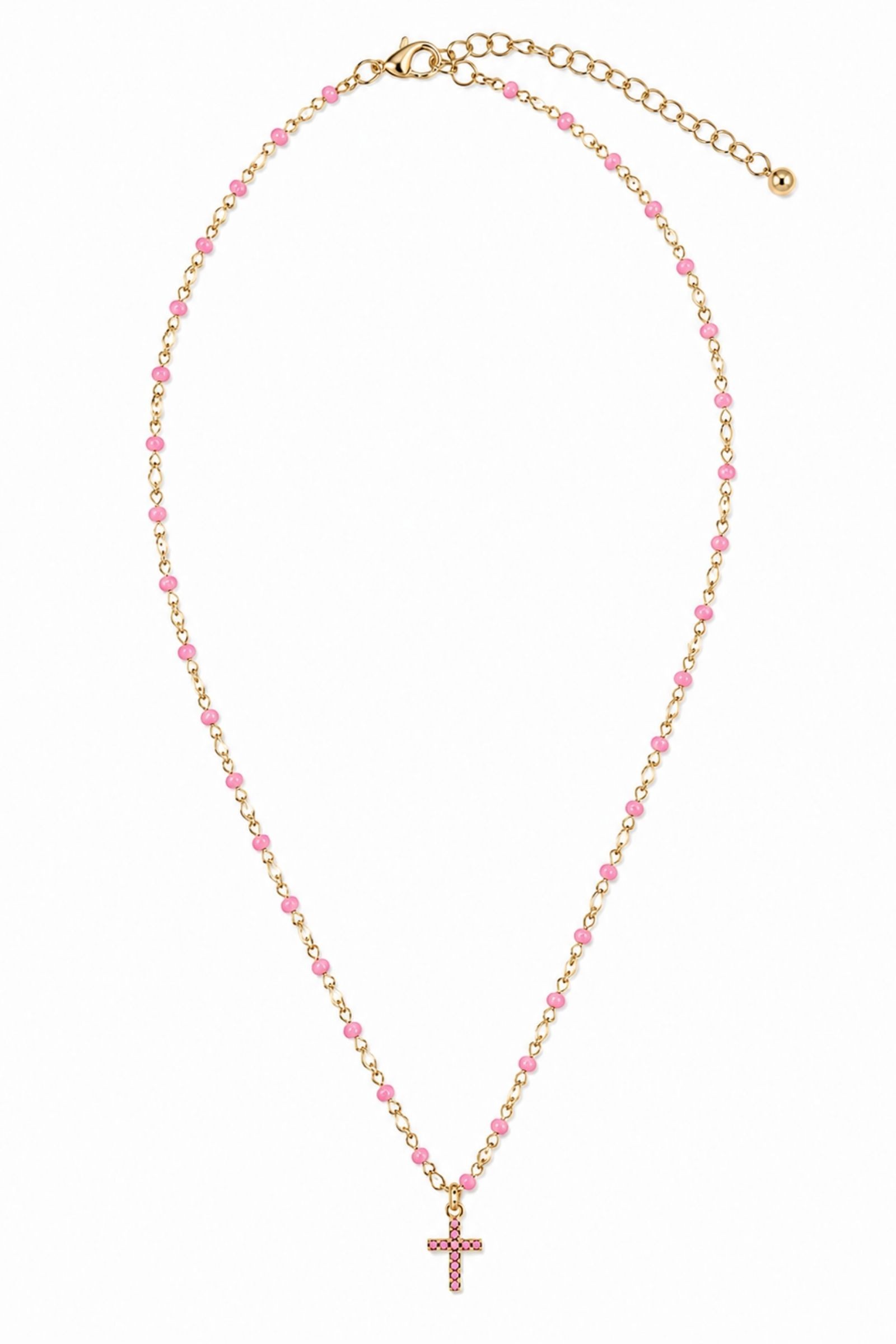 71 COLLANA CON CROCE E DETTAGLI COLORATI - Rosa, TU