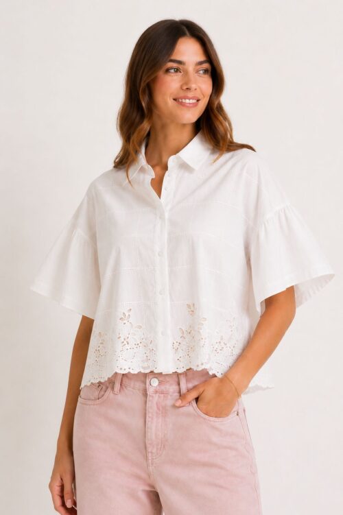 CAMICIA CON MANICHE A SBUFFO E RICAMI