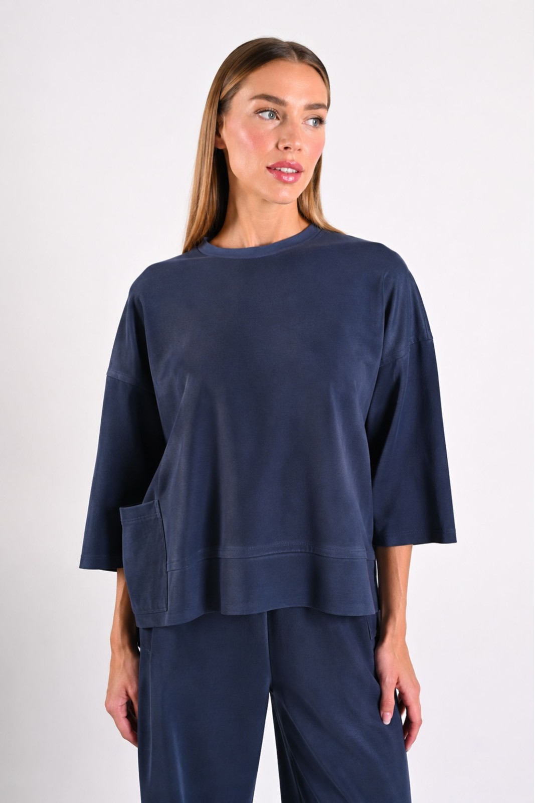 9 MAGLIA MORBIDA CON MANICHE A 3/4 - Blu, S