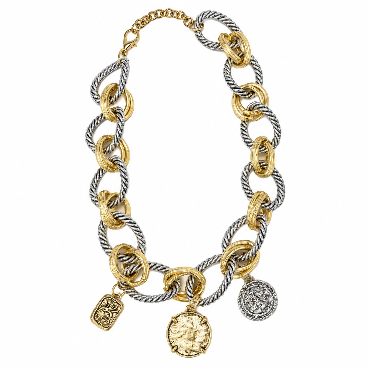 Collana Statement Bicolore con Pendenti COLLANA A CATENA CON CIONDOLI - Χρυσός, TU