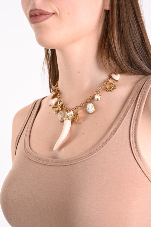 Alternative view of COLLANA DORATA CON PENDENTE CORNO