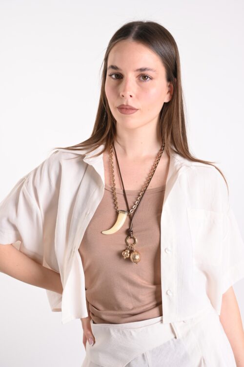 Alternative view of COLLANA DORATA CON PENDENTE CORNO