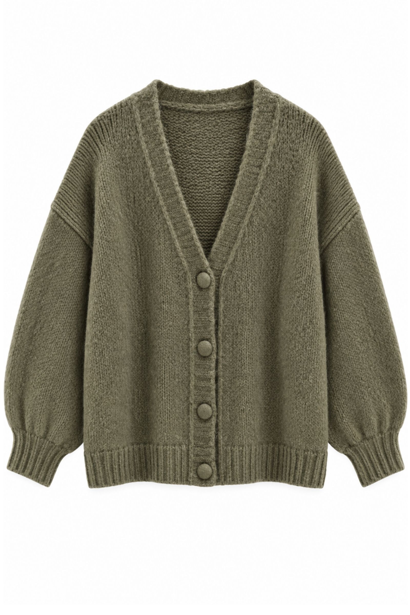 F21880-06_OLIVE CARDIGAN OVERSIZE MORBIDO CON BOTTONI - Verde olive, TU