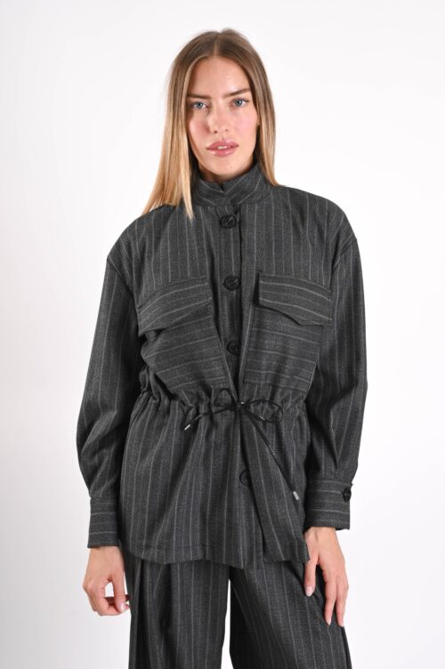GIACCA CAMICIA GESSATA CON COULISSE IN VITA