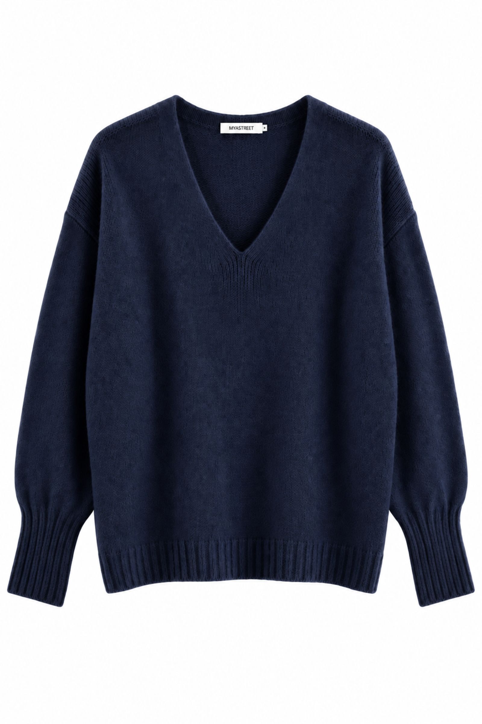 MD04125-06_BLU MAGLIONE CON SCOLLO A V E MANICHE A SBUFFO - Blu, TU
