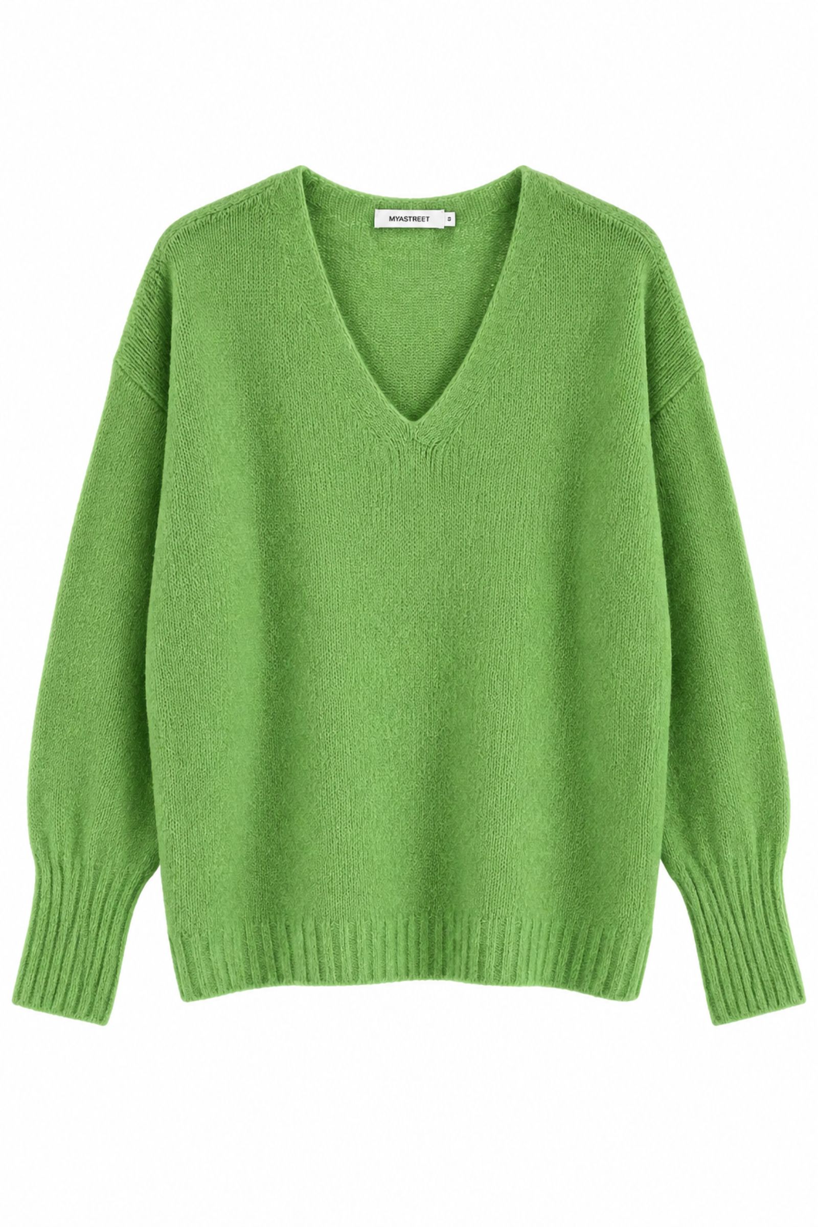 MD04125-06_MATCHA MAGLIONE CON SCOLLO A V E MANICHE A SBUFFO - Matcha, TU