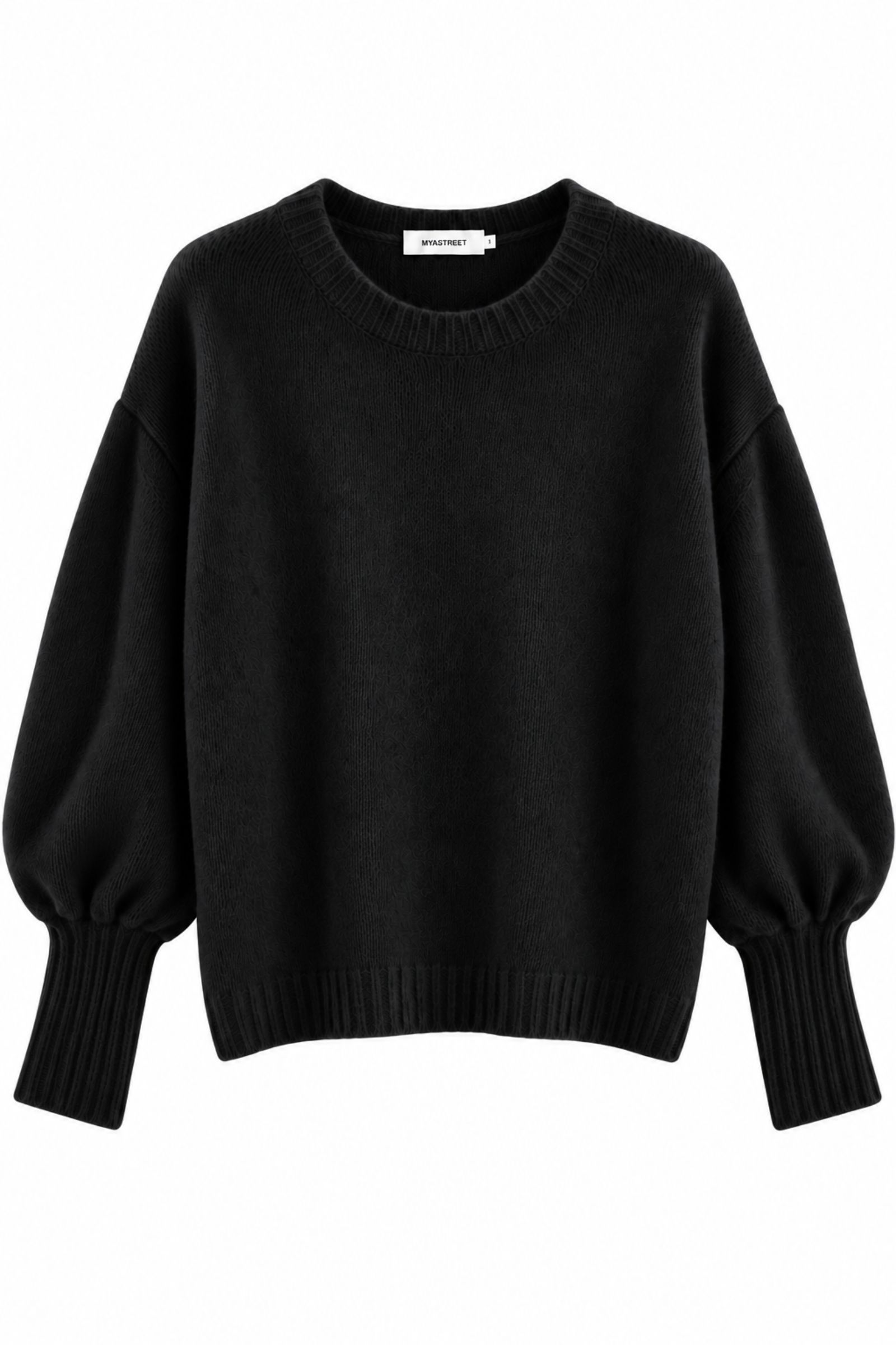 MD04140-06_NERO MAGLIONE MORBIDO CON MANICHE A SBUFFO - Nero, TU