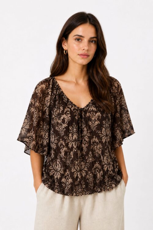 BLUSA SCOLLO A V FLOREALE