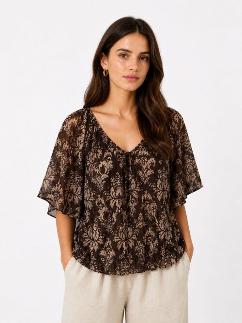 BLUSA SCOLLO A V FLOREALE