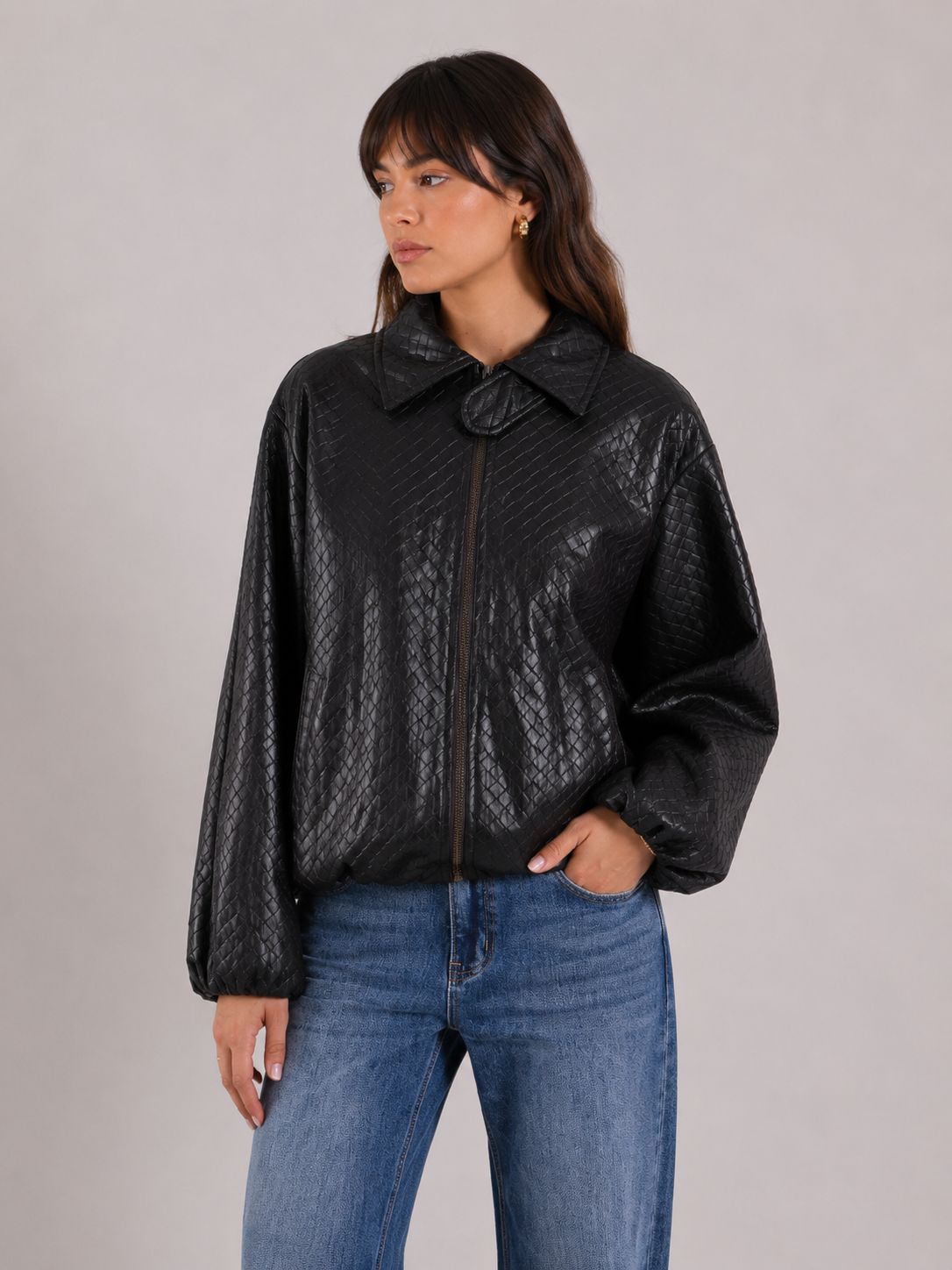b438da3e-6eda-4563-9f67-48926bd957ab (1) GIACCA IN ECOPELLE EFFETTO TRAPUNTATO CON ZIP - Negro, S