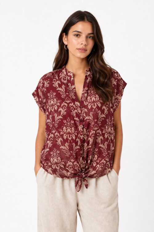 CAMICIA FLOREALE COLLO ALLA COREANA