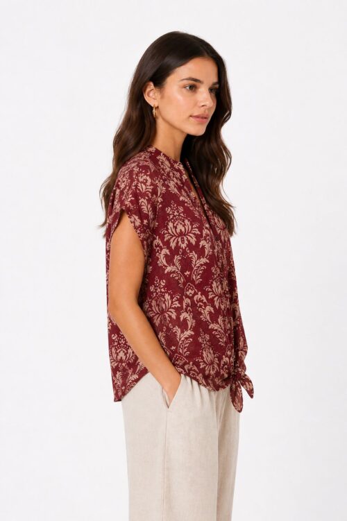 Alternative view of CAMICIA FLOREALE COLLO ALLA COREANA