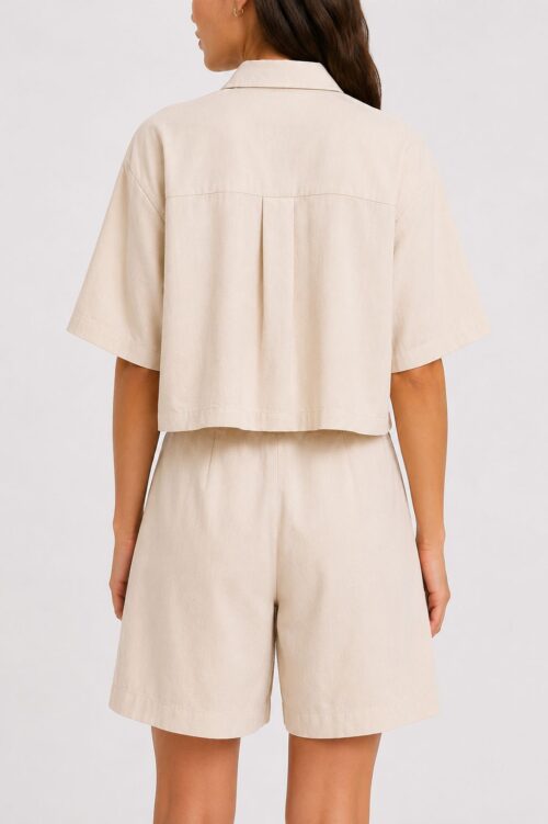 Alternative view of CAMICIA CROP IN MODAL A MANICHE CORTE