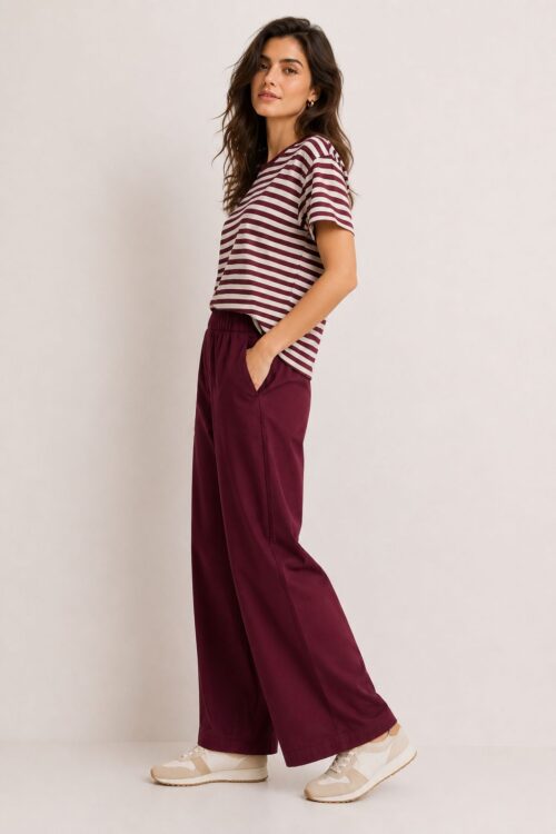 Alternative view of PANTALONI IN TENCEL A PALAZZO CON ELASTICO IN VITA