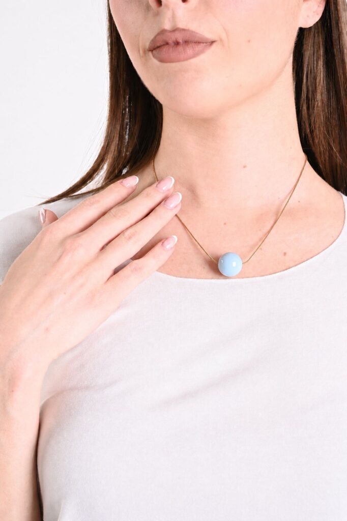 COLLANA CON SFERA - Sky blue, TU 