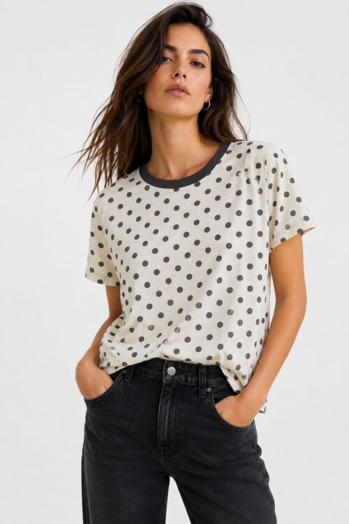 MAGLIA A POIS IN MISTO LINO