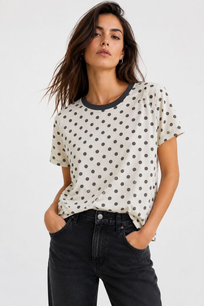 MAGLIA A POIS IN MISTO LINO 