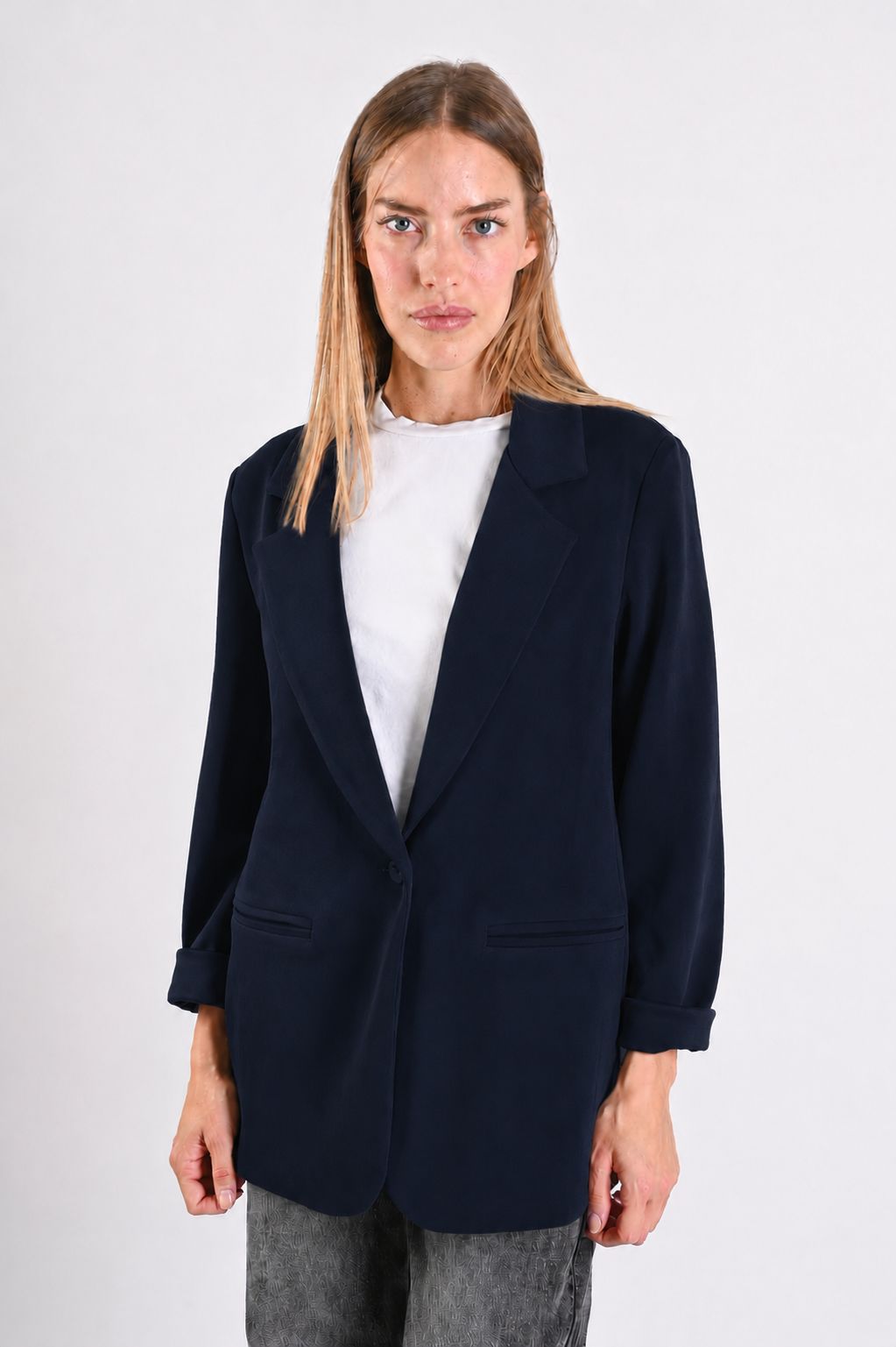 05c384e7-8ffe-4c09-ac10-a4d804e09965 BLAZER IN TESSUTO MORBIDO EFFETTO TUTA - Blu, S
