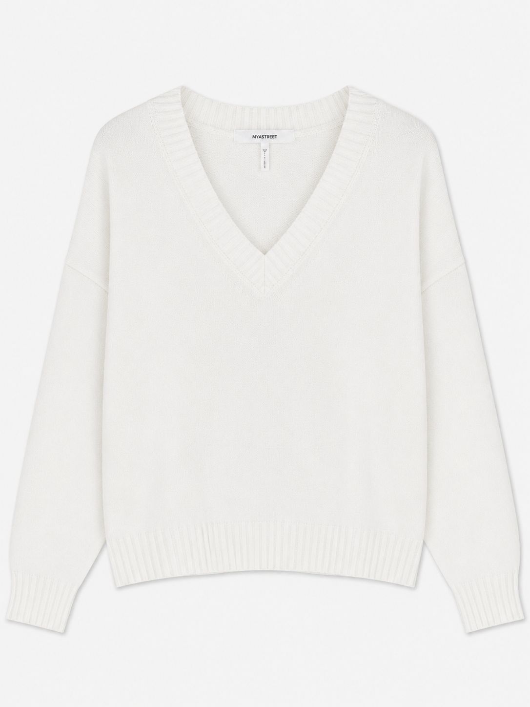 0c2590f2-4760-4a53-9bec-69cacc86db04 MAGLIA SCOLLO A V CON RIFINITURE A COSTINE - Panna, TU