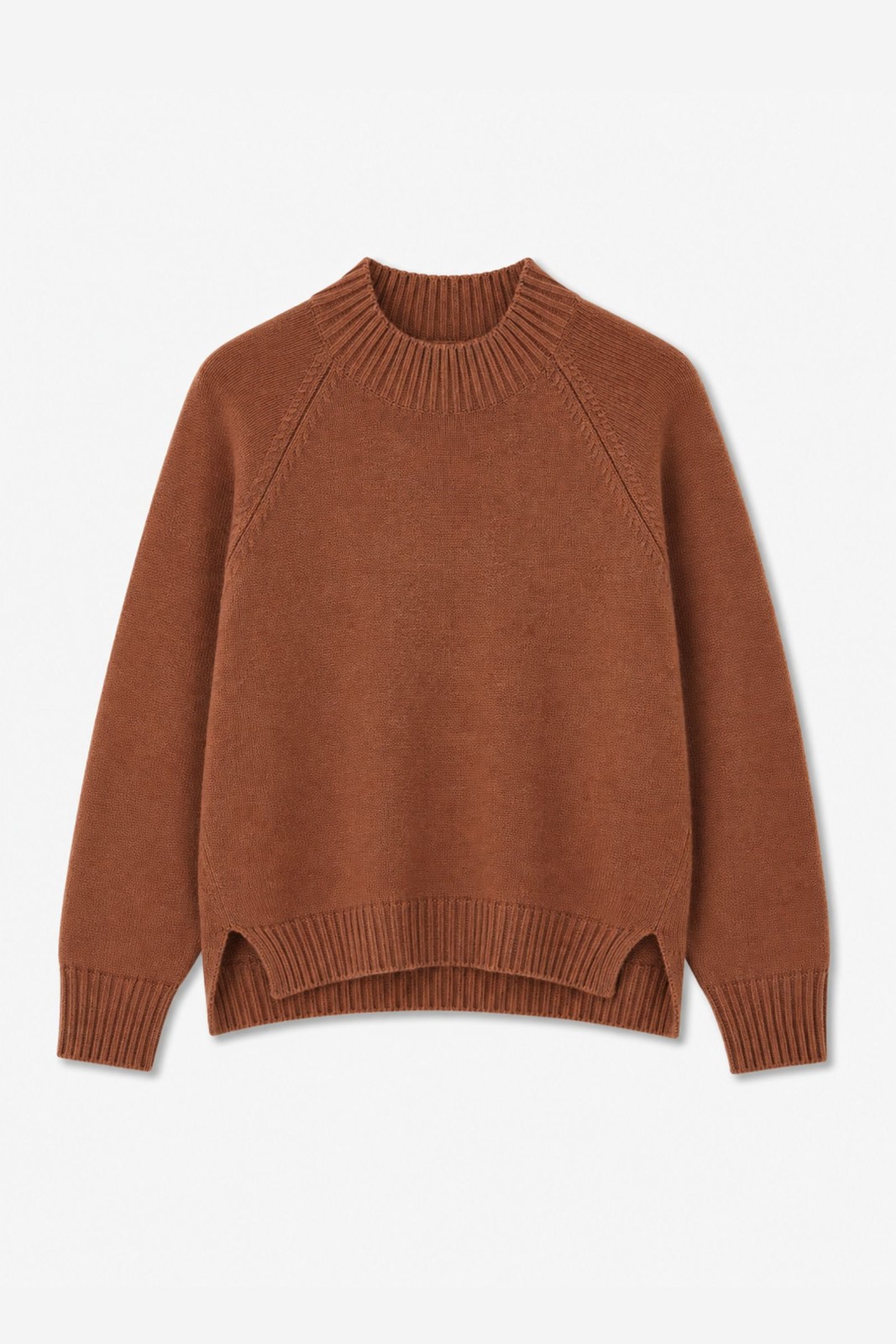 10 MAGLIA GIROCOLLO CON DETTAGLI A COSTINE - Moka, TU