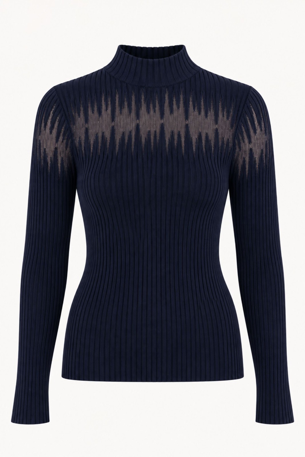 11 MAGLIA A COSTINE CON EFFETTO SEMITRASPARENZA - Blu, TU