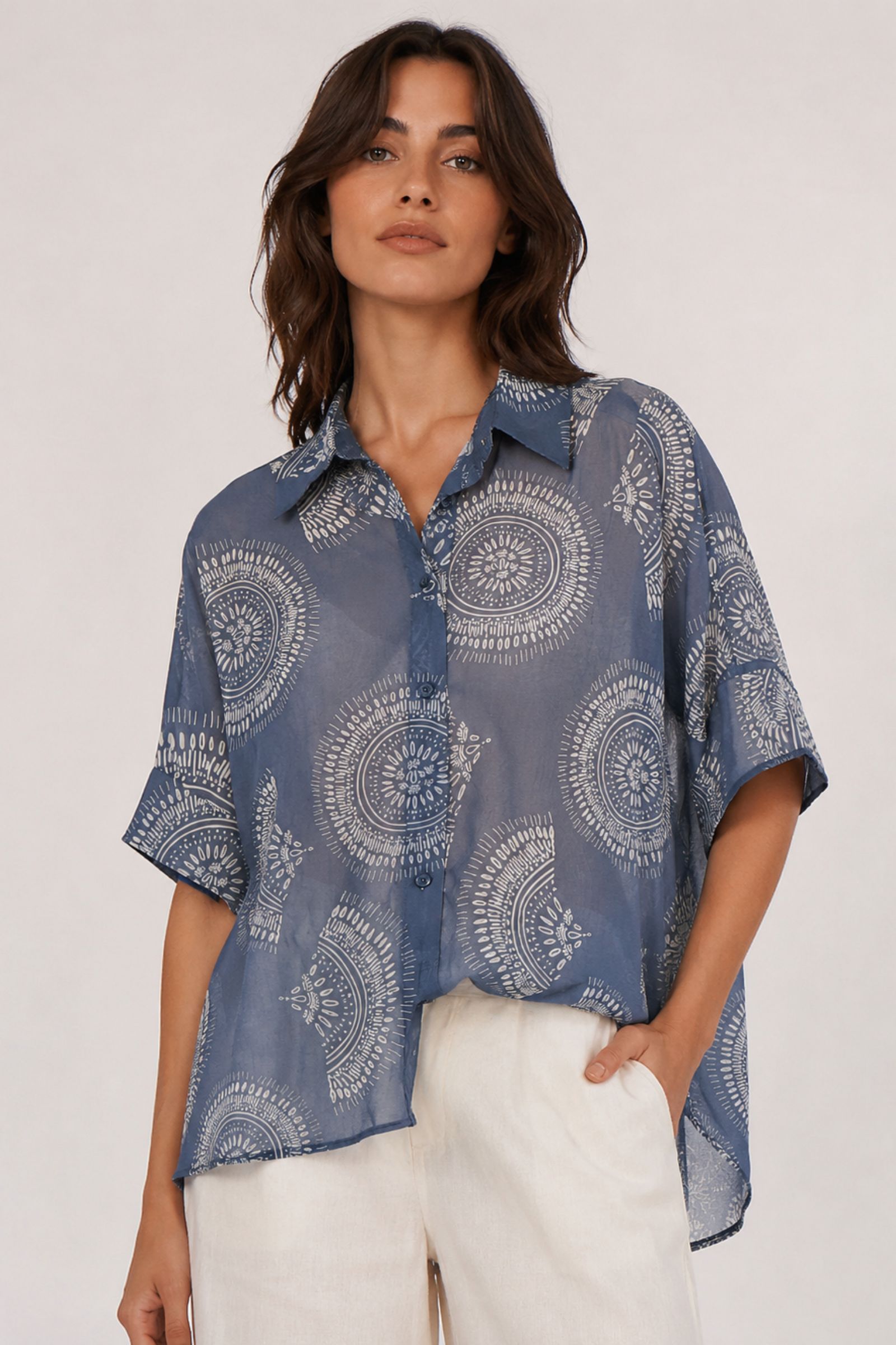 CAMICIA LEGGERA OVERSIZE CON STAMPA