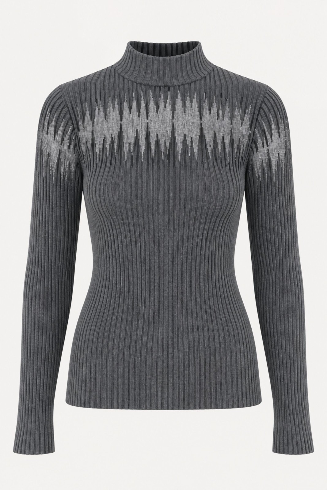 12 MAGLIA A COSTINE CON EFFETTO SEMITRASPARENZA - Grigio, TU