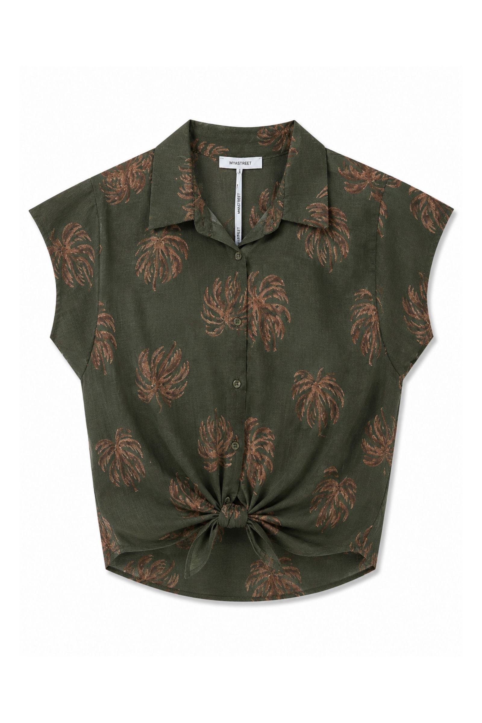 14 CAMICIA CON COLLETTO CLASSICO FANTASIA PALME - Militare, TU