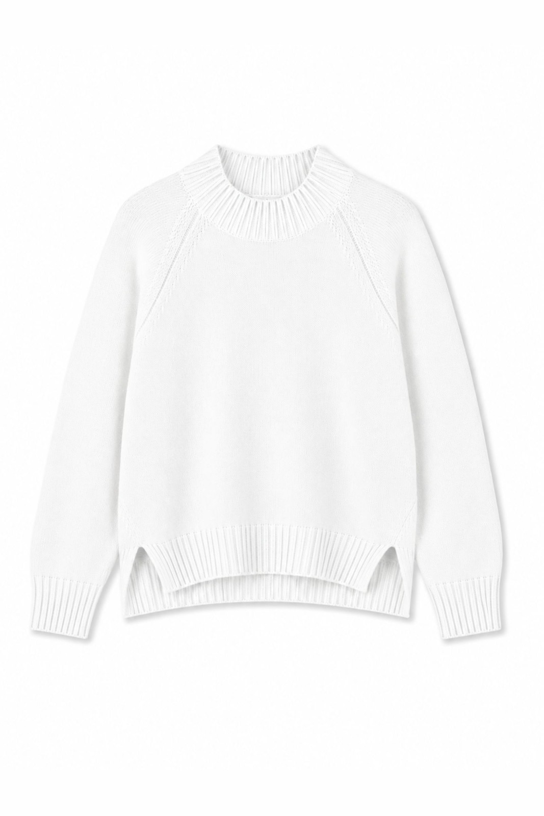 15 MAGLIA GIROCOLLO CON DETTAGLI A COSTINE - Panna, TU