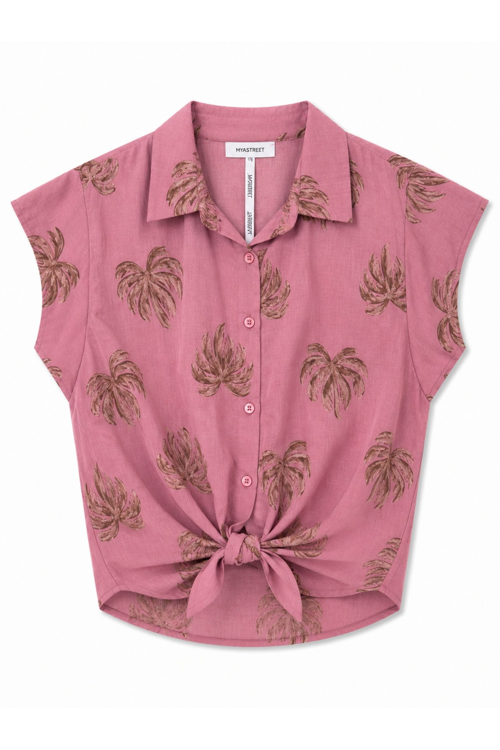15 CAMICIA CON COLLETTO CLASSICO FANTASIA PALME - Rosa, TU