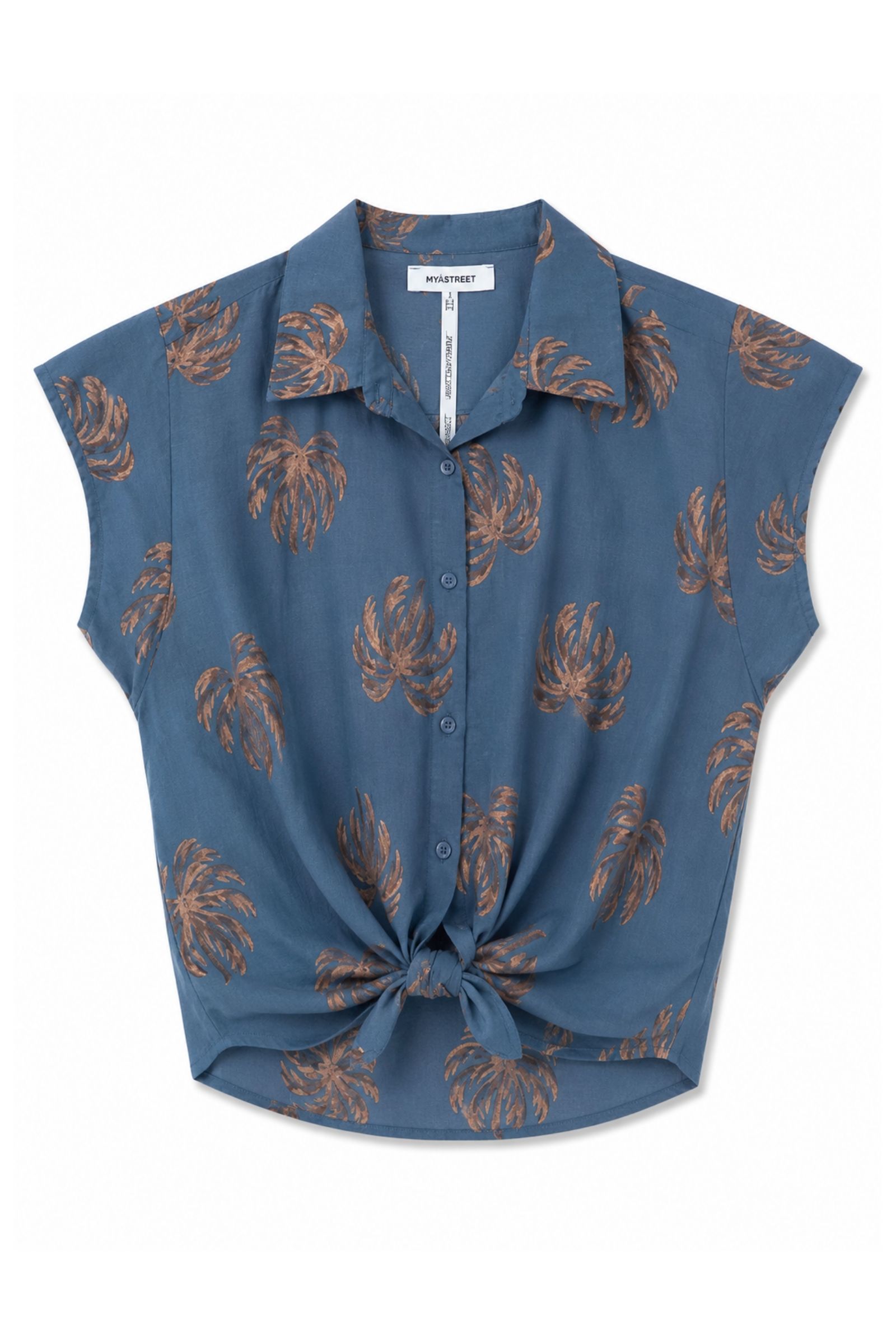 16 CAMICIA CON COLLETTO CLASSICO FANTASIA PALME - Azzurro, TU