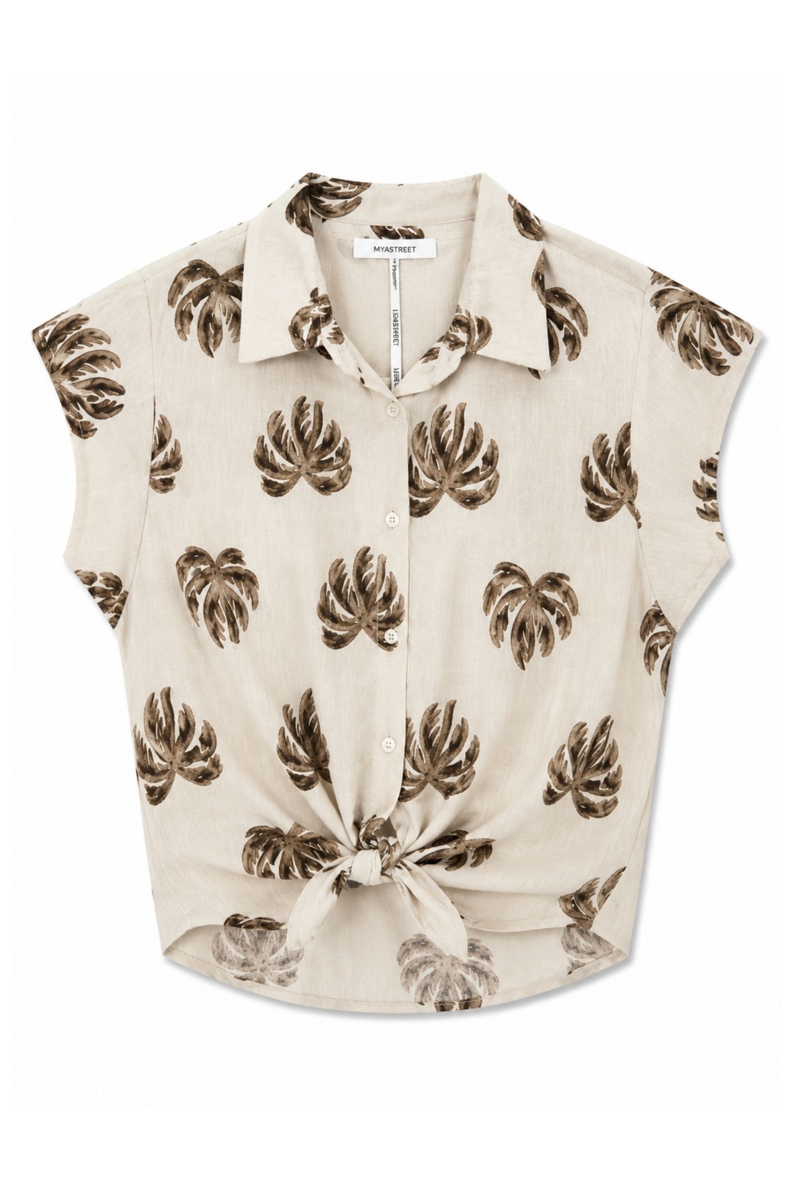 17 CAMICIA CON COLLETTO CLASSICO FANTASIA PALME - Panna, TU