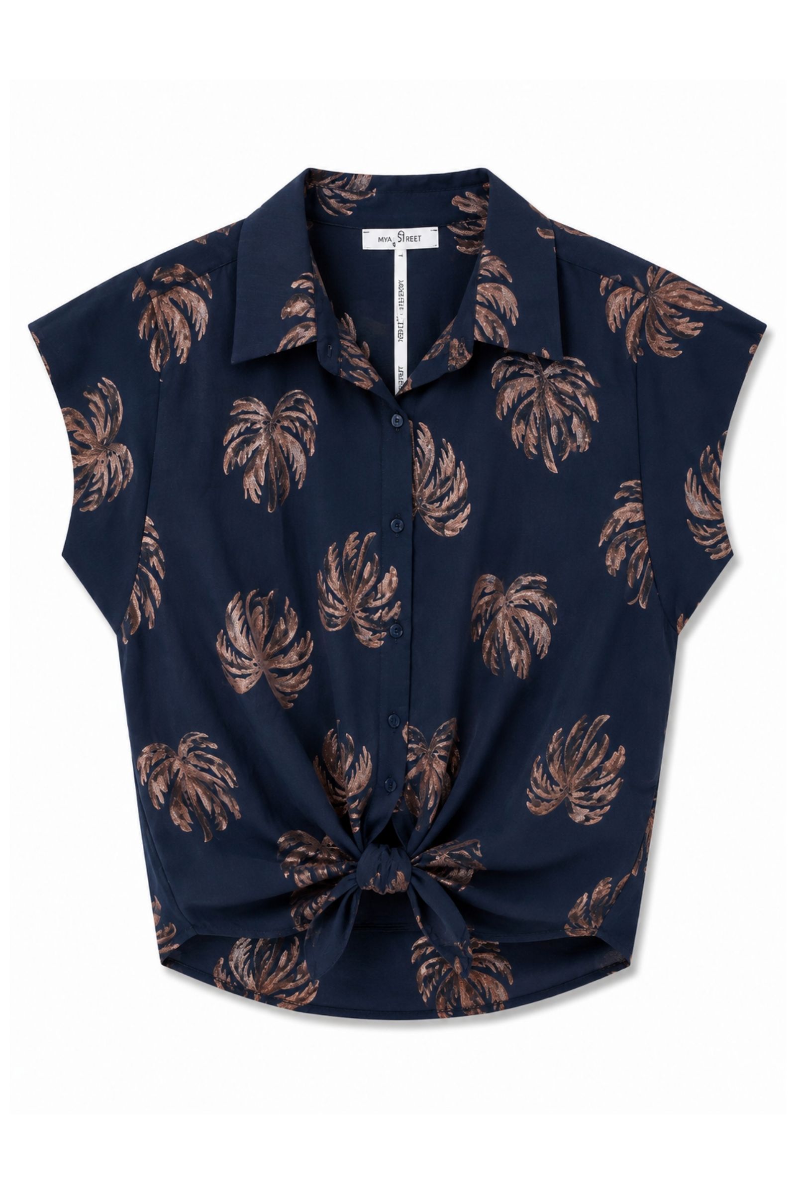 18 CAMICIA CON COLLETTO CLASSICO FANTASIA PALME - Blu, TU