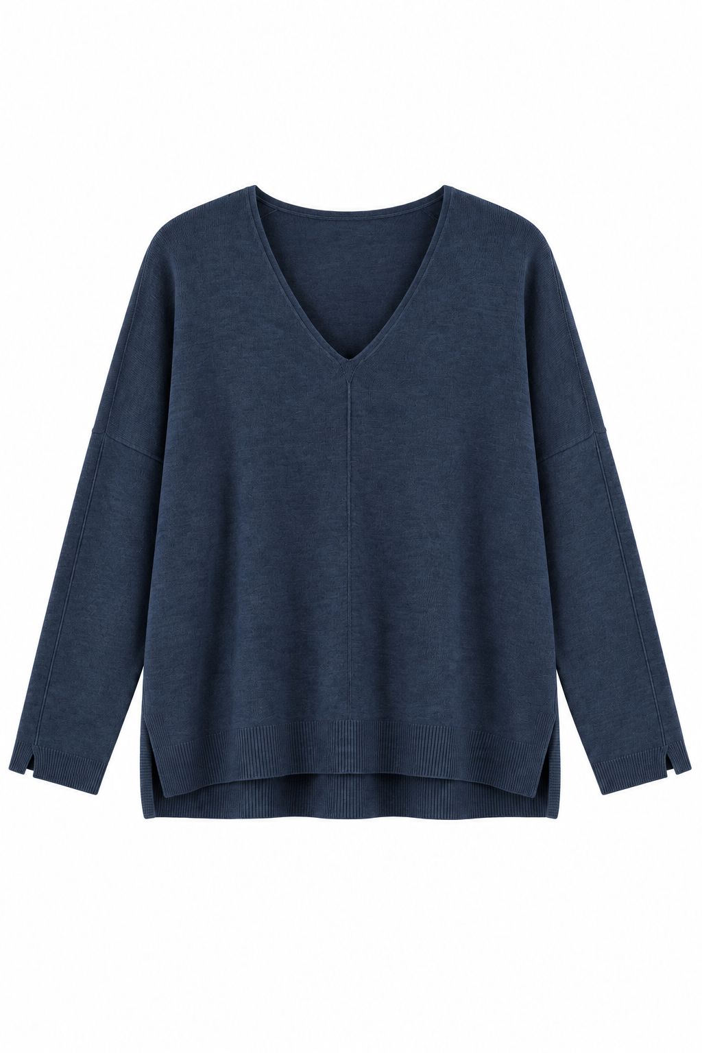1811a5ac-14e2-4f20-b7b7-e378339ec9ad MAGLIA SCOLLO A V CON DETTAGLIO CUCITURA CENTRALE - Blu, TU