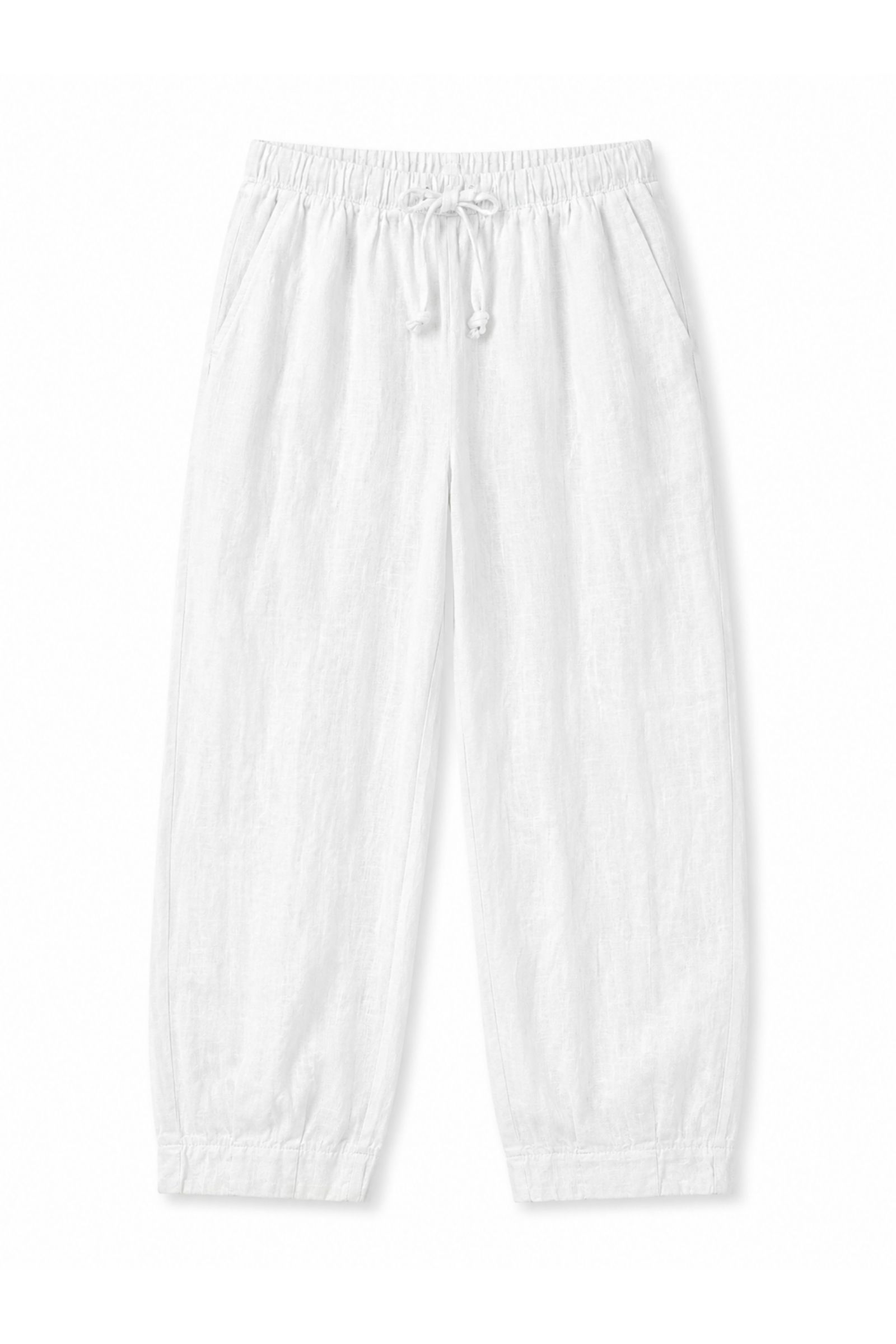 19 PANTALONI IN LINO CON COULISSE - Bianco, S