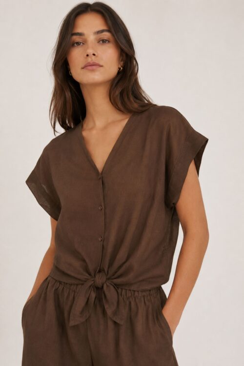 BLUSA IN PURO COTONE SCOLLO A V