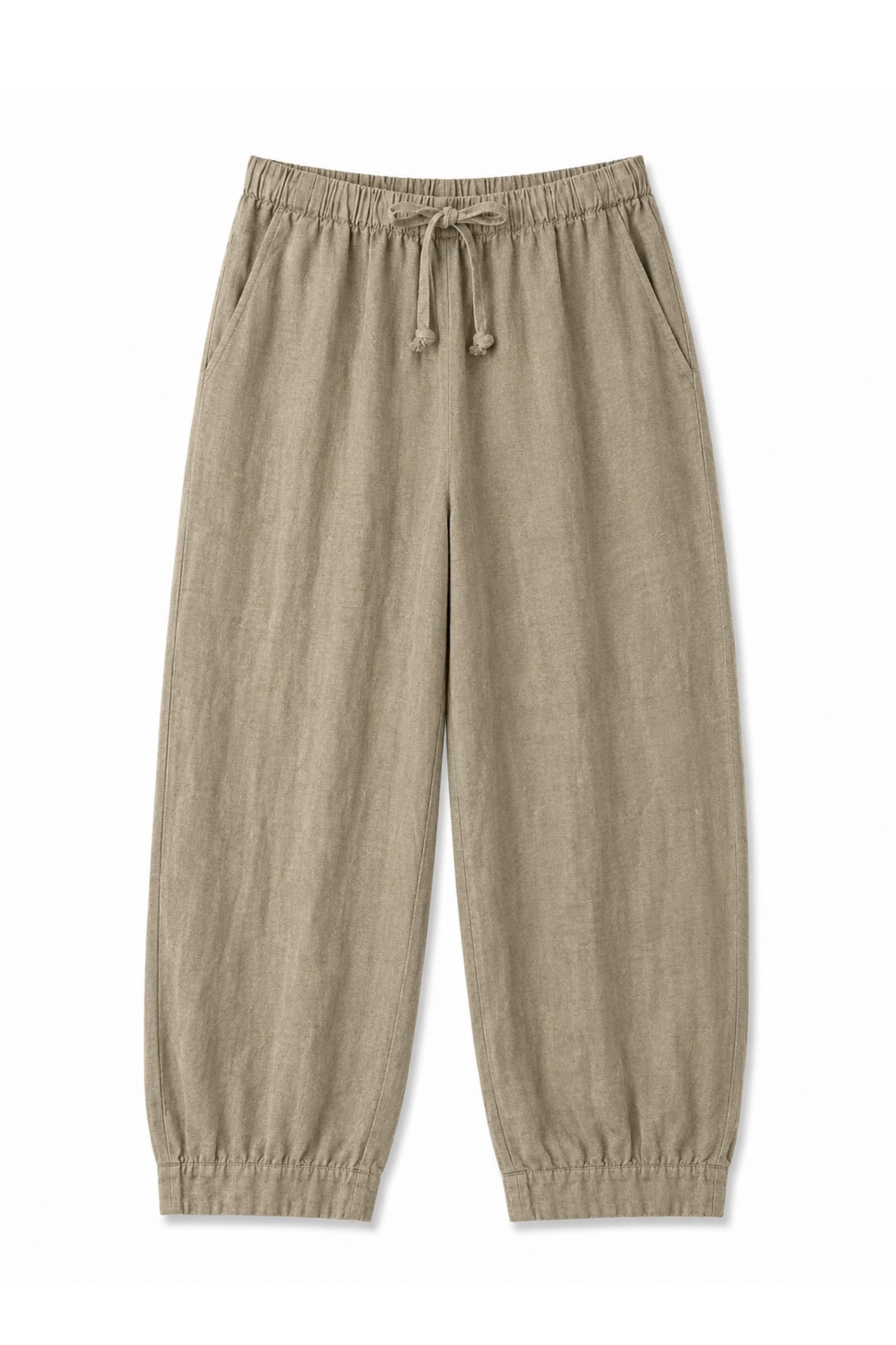 21 PANTALONI IN LINO CON COULISSE - Beige, S