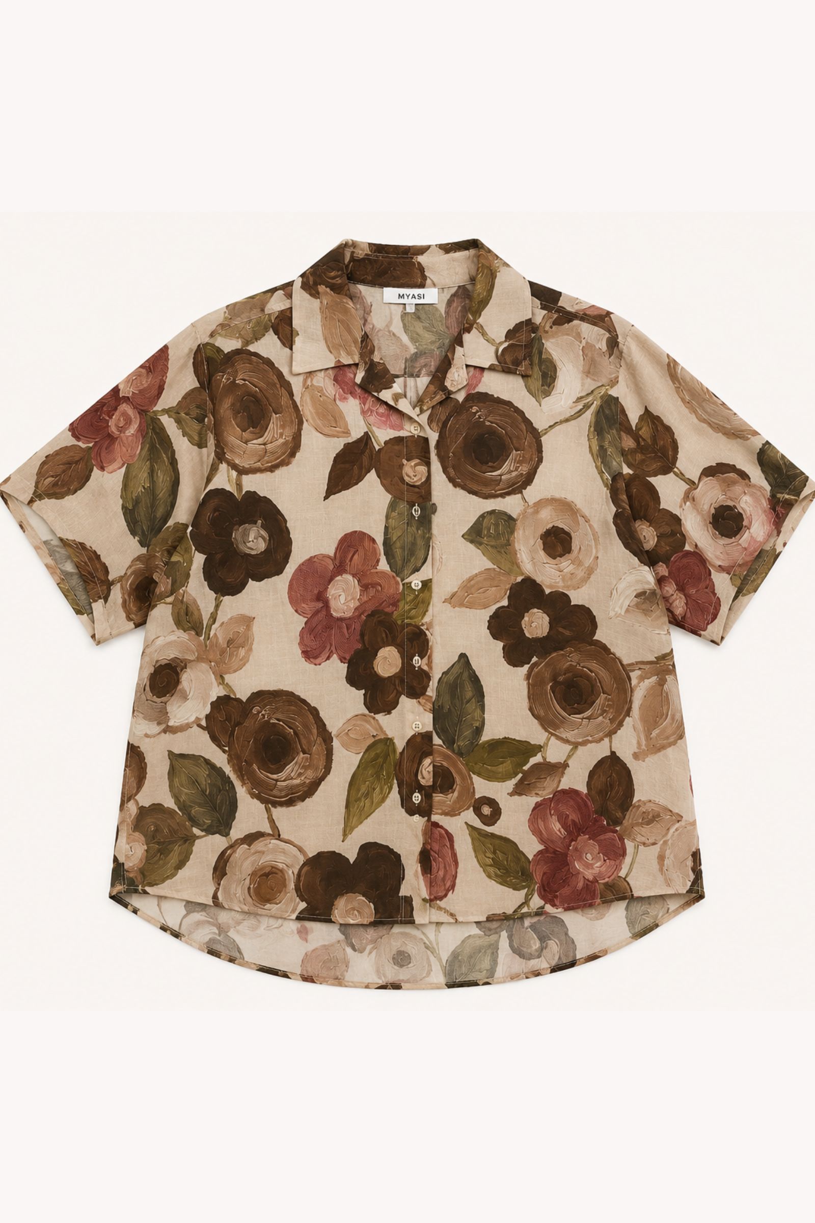 248 CAMICIA FANTASIA FLOREALE ASIMMETRICA - Moro, TU
