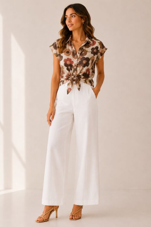CAMICIA FANTASIA FLOREALE CON NODO